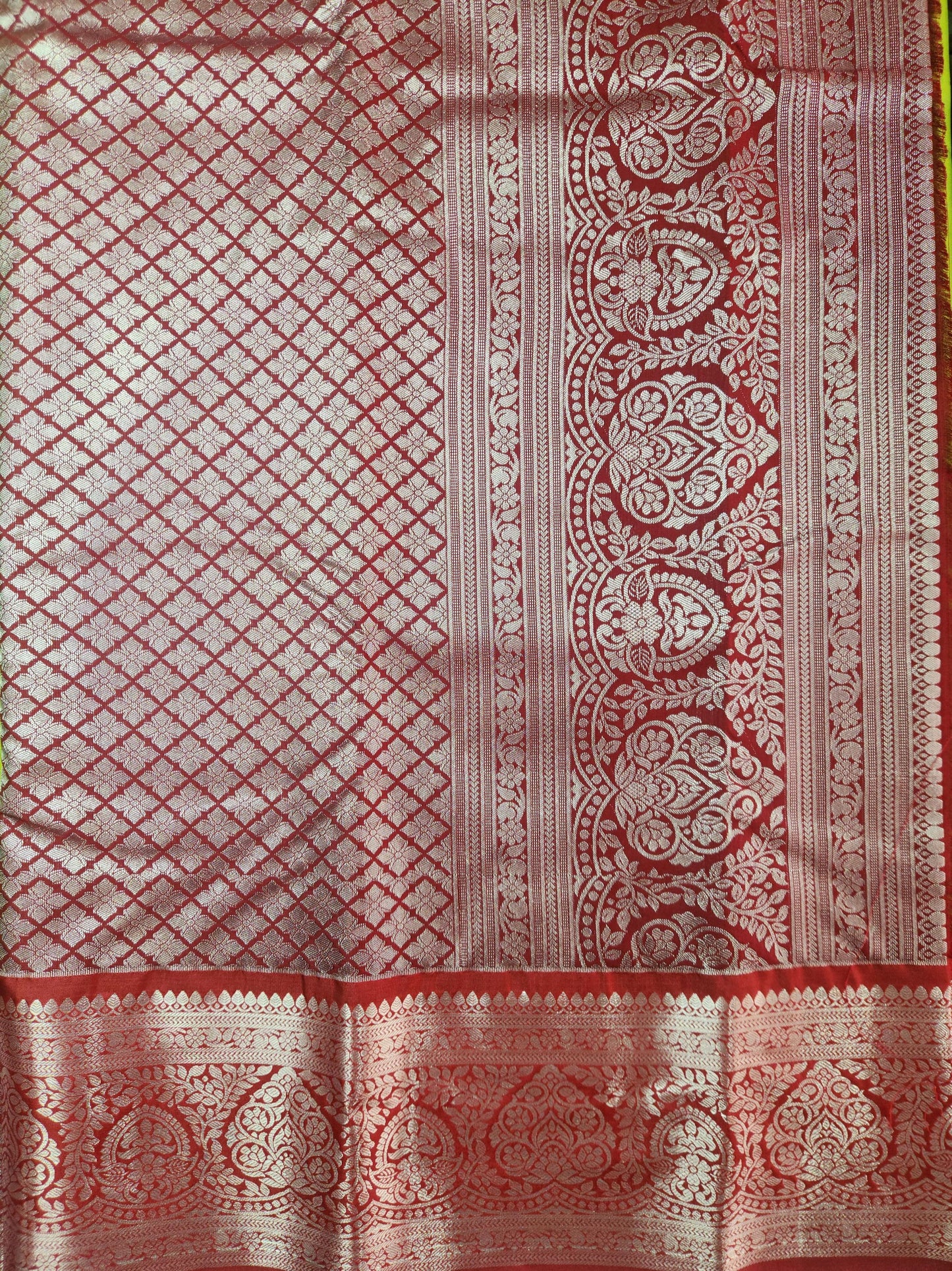 Temple Radiance - Kancheevaram semi-silk saree with contrasting pallu