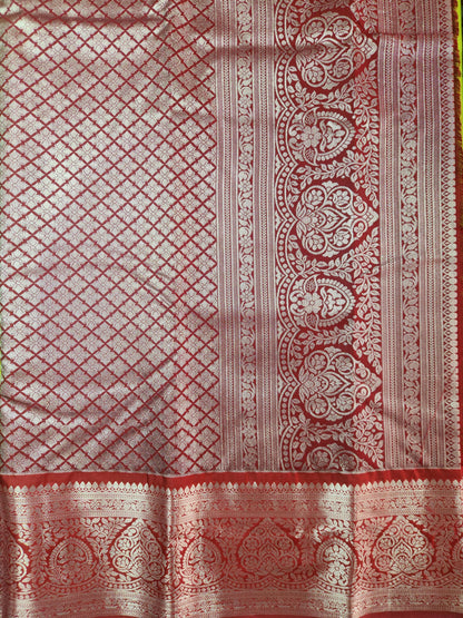 Temple Radiance - Kancheevaram semi-silk saree with contrasting pallu
