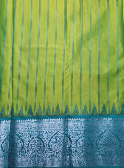 Temple Radiance - Kancheevaram semi-silk saree with contrasting pallu