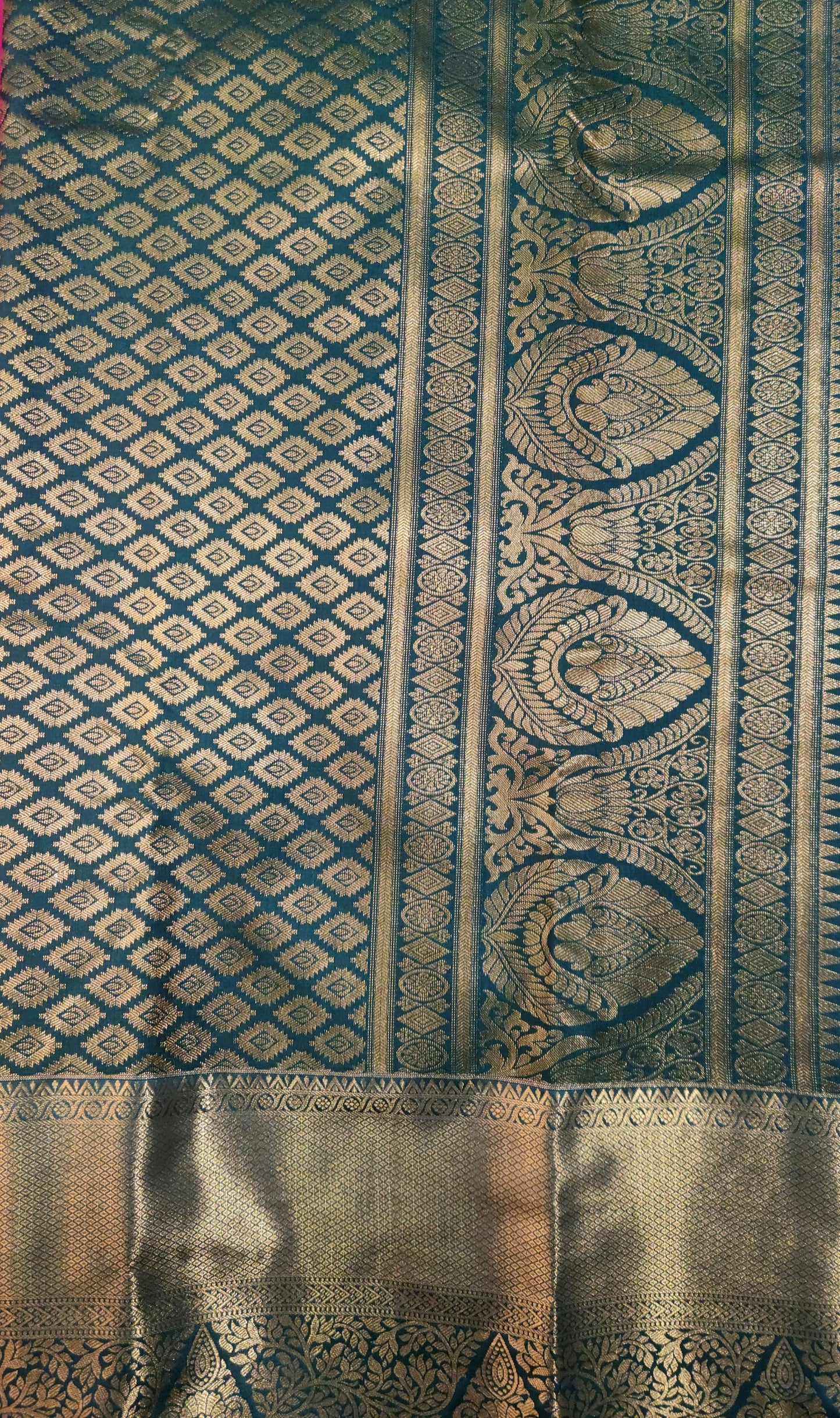 Peacock Symphony -  Kancheevaram semi-silk
