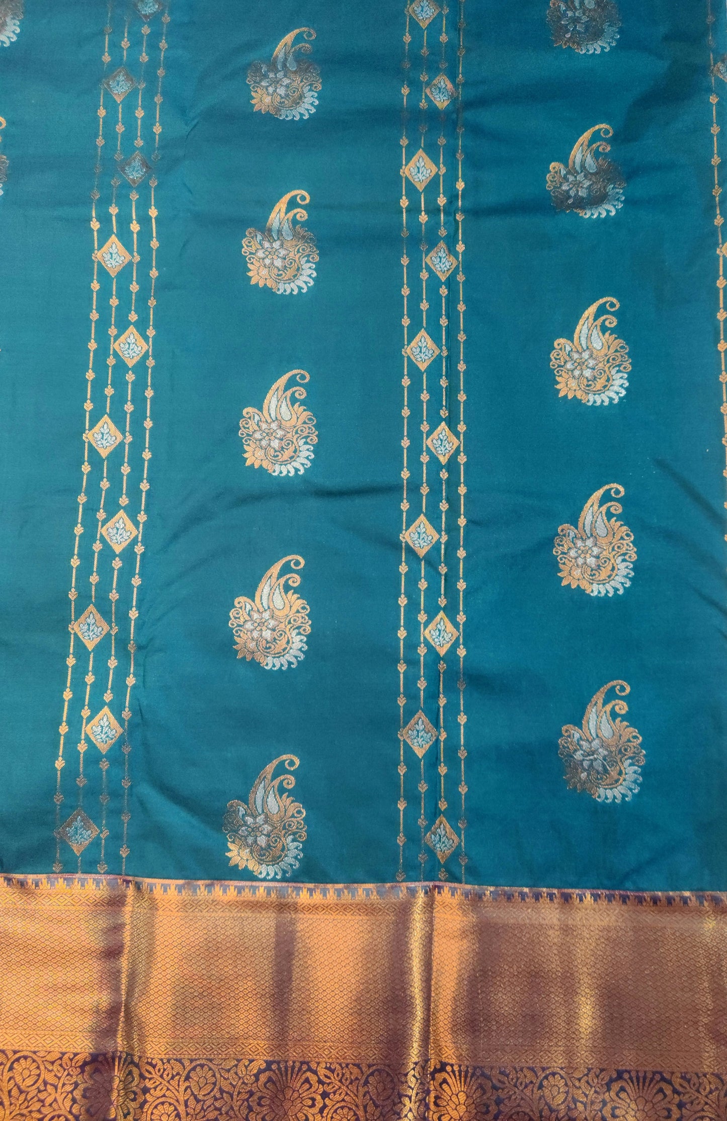 Peacock Symphony -  Kancheevaram semi-silk