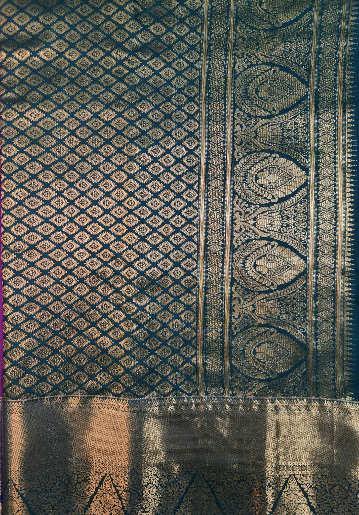 Peacock Symphony -  Kancheevaram semi-silk