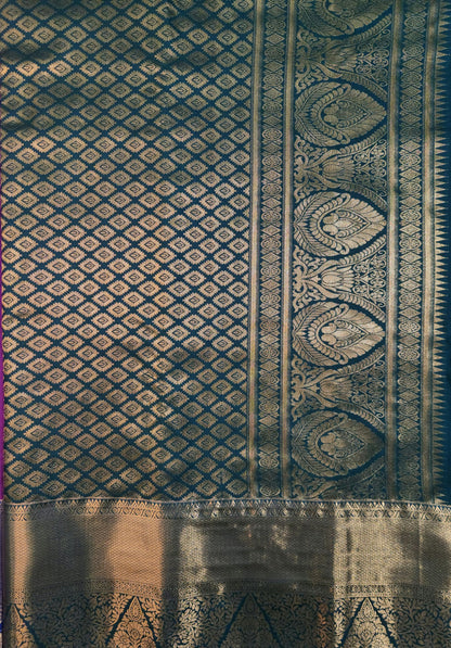 Peacock Symphony -  Kancheevaram semi-silk