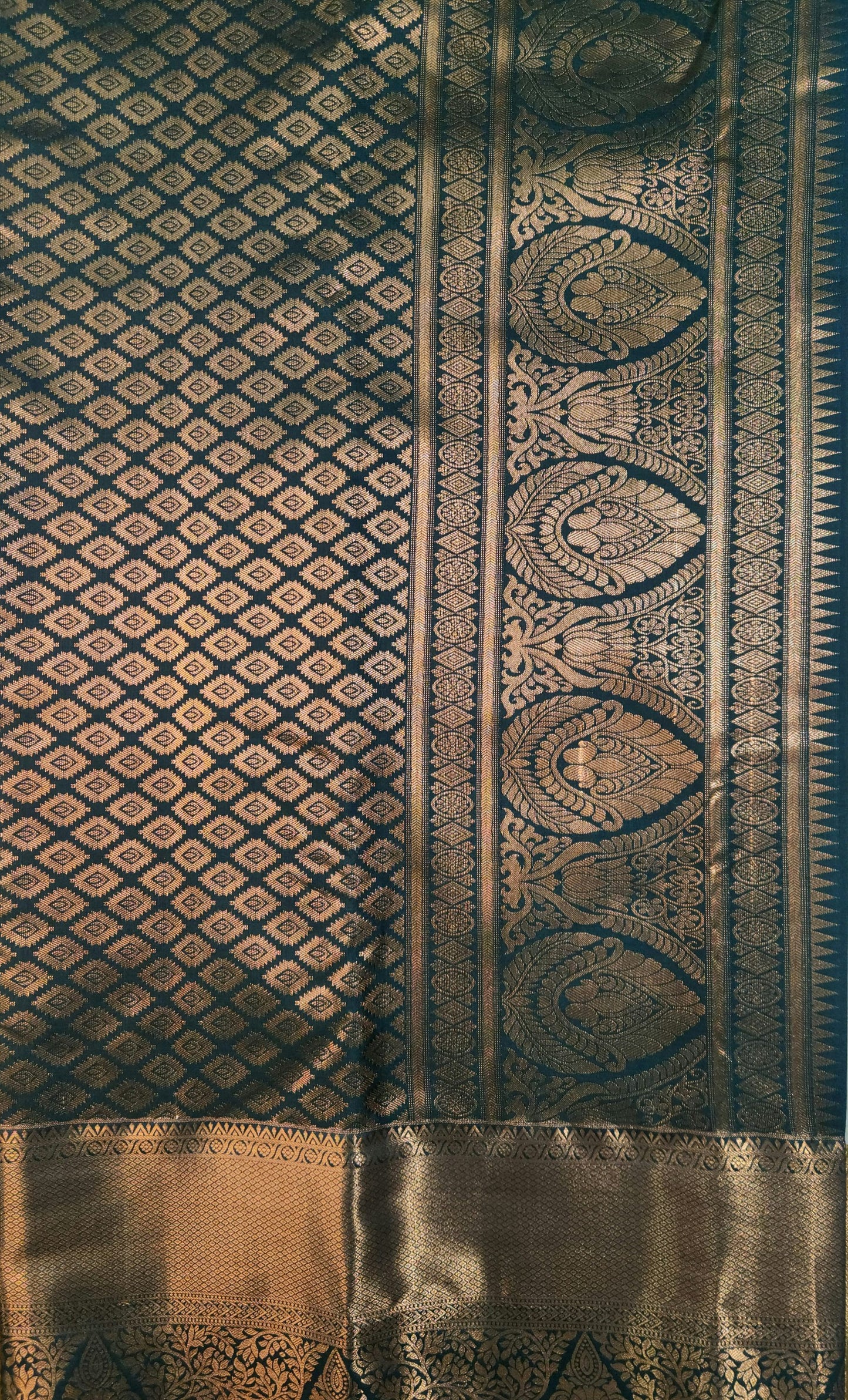 Peacock Symphony -  Kancheevaram semi-silk