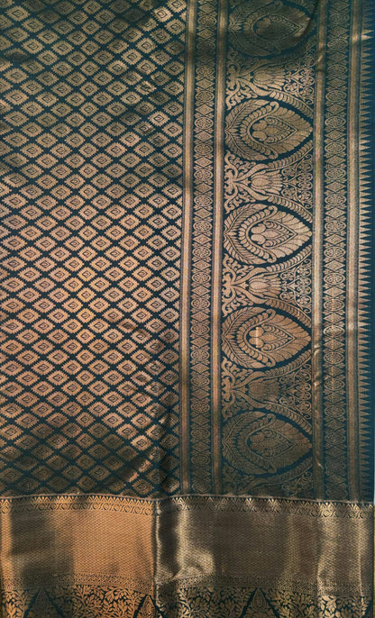 Peacock Symphony -  Kancheevaram semi-silk