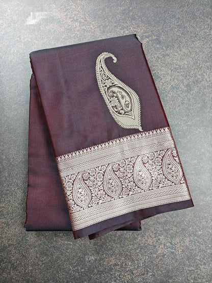 Elegance in Paisley - Kancheevaram semi-silk saree