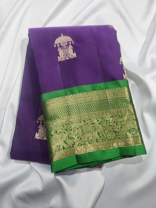Violet Veil - Handwoven Kancheevaram Pure silk saree