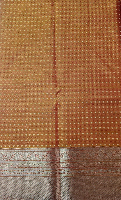 Pure Kancheevaram Silk Saree with triangle checkered pattern