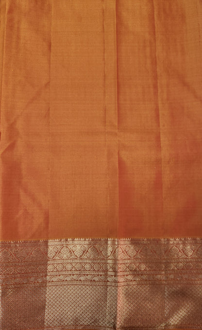 Pure Kancheevaram Silk Saree with triangle checkered pattern