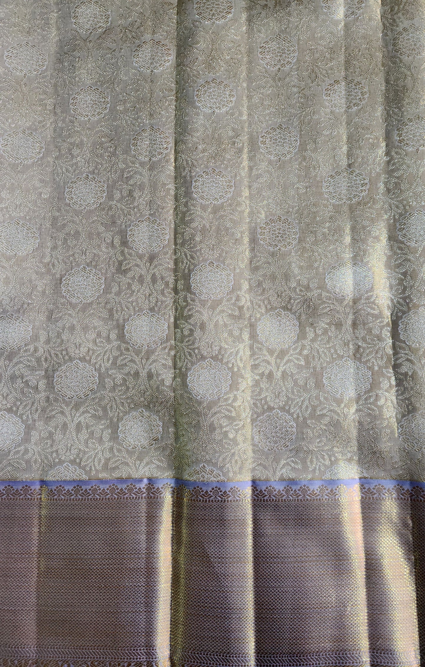 Geometric Symmetry -  Handwoven Pure Silk Tissue Saree with Brocades