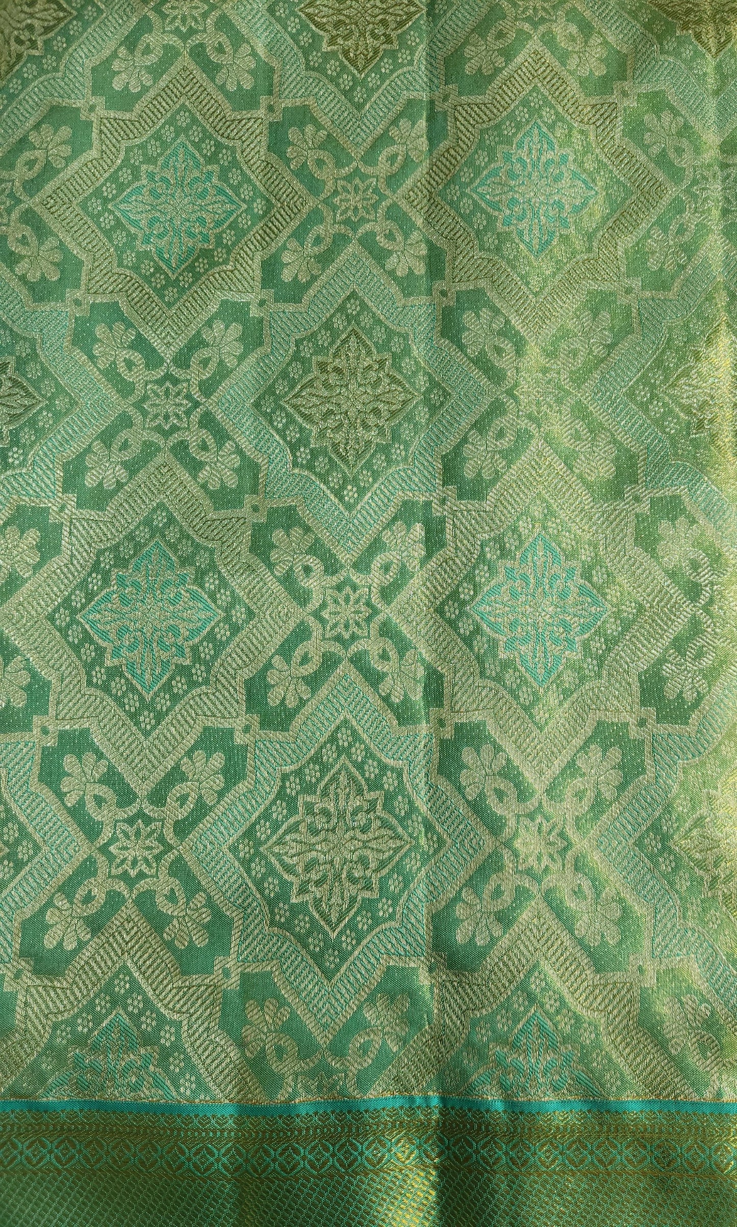 Geometric Symmetry -  Handwoven Pure Silk Tissue Saree with Brocades
