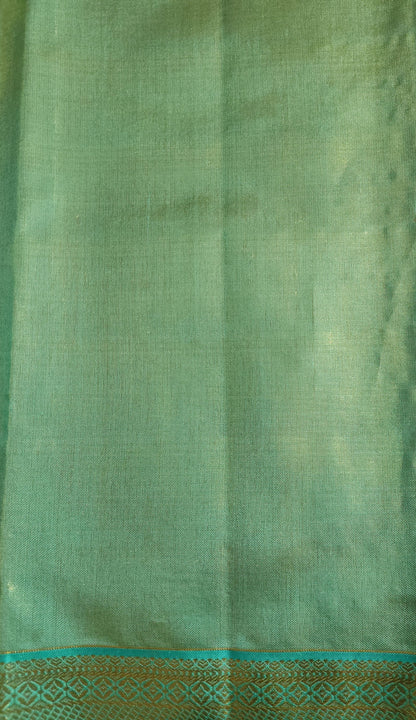 Geometric Symmetry -  Handwoven Pure Silk Tissue Saree with Brocades