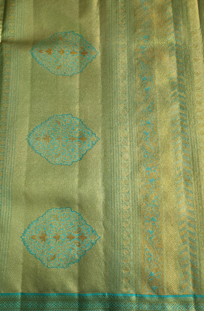 Geometric Symmetry -  Handwoven Pure Silk Tissue Saree with Brocades
