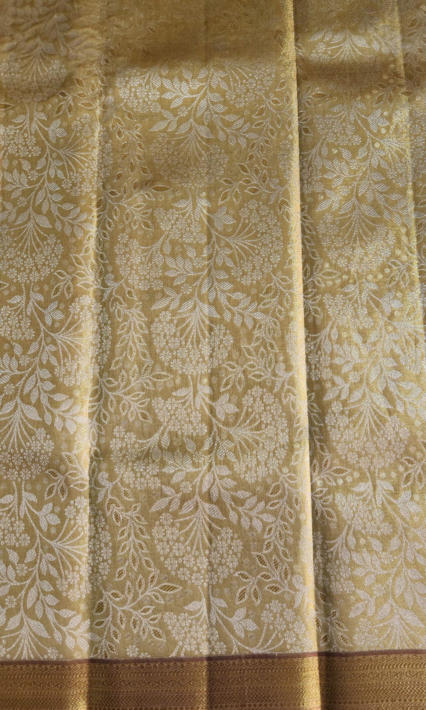 Geometric Symmetry -  Handwoven Pure Silk Tissue Saree with Brocades