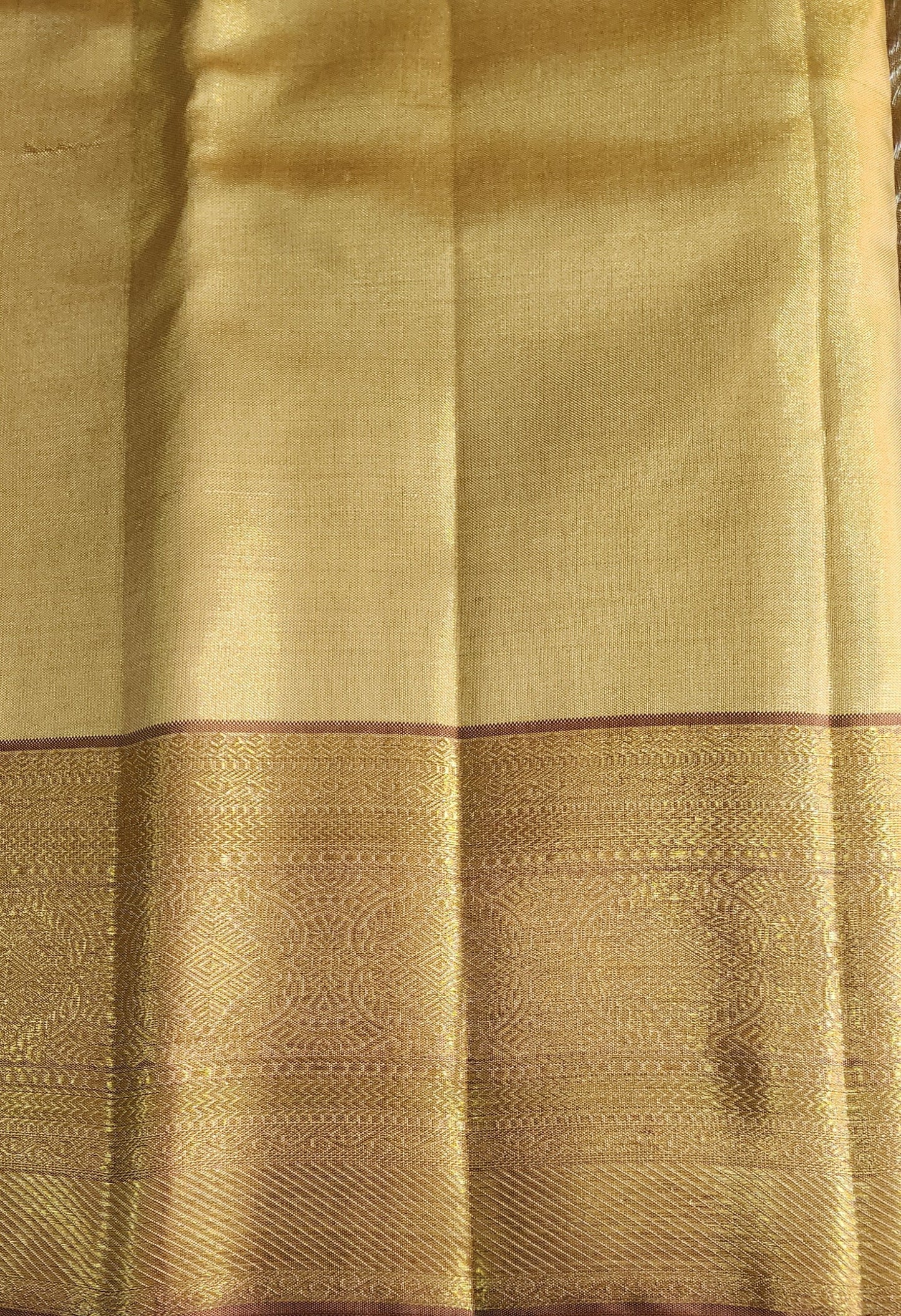 Geometric Symmetry -  Handwoven Pure Silk Tissue Saree with Brocades
