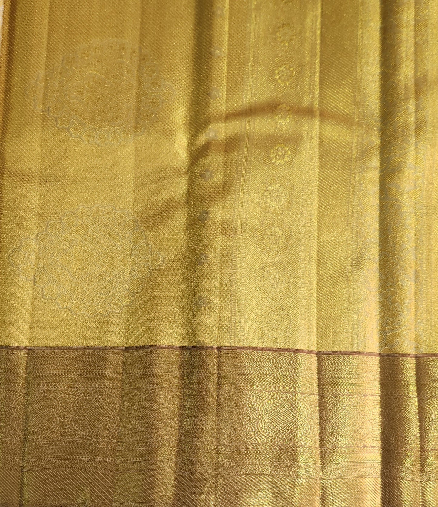Geometric Symmetry -  Handwoven Pure Silk Tissue Saree with Brocades