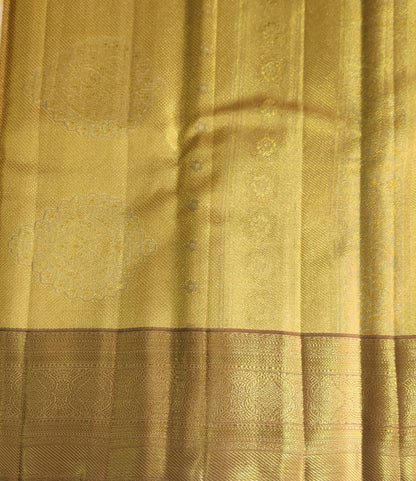 Geometric Symmetry -  Handwoven Pure Silk Tissue Saree with Brocades