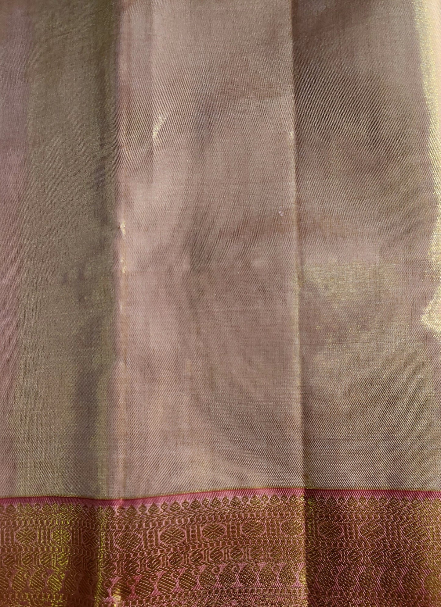 Geometric Symmetry -  Handwoven Pure Silk Tissue Saree with Brocades