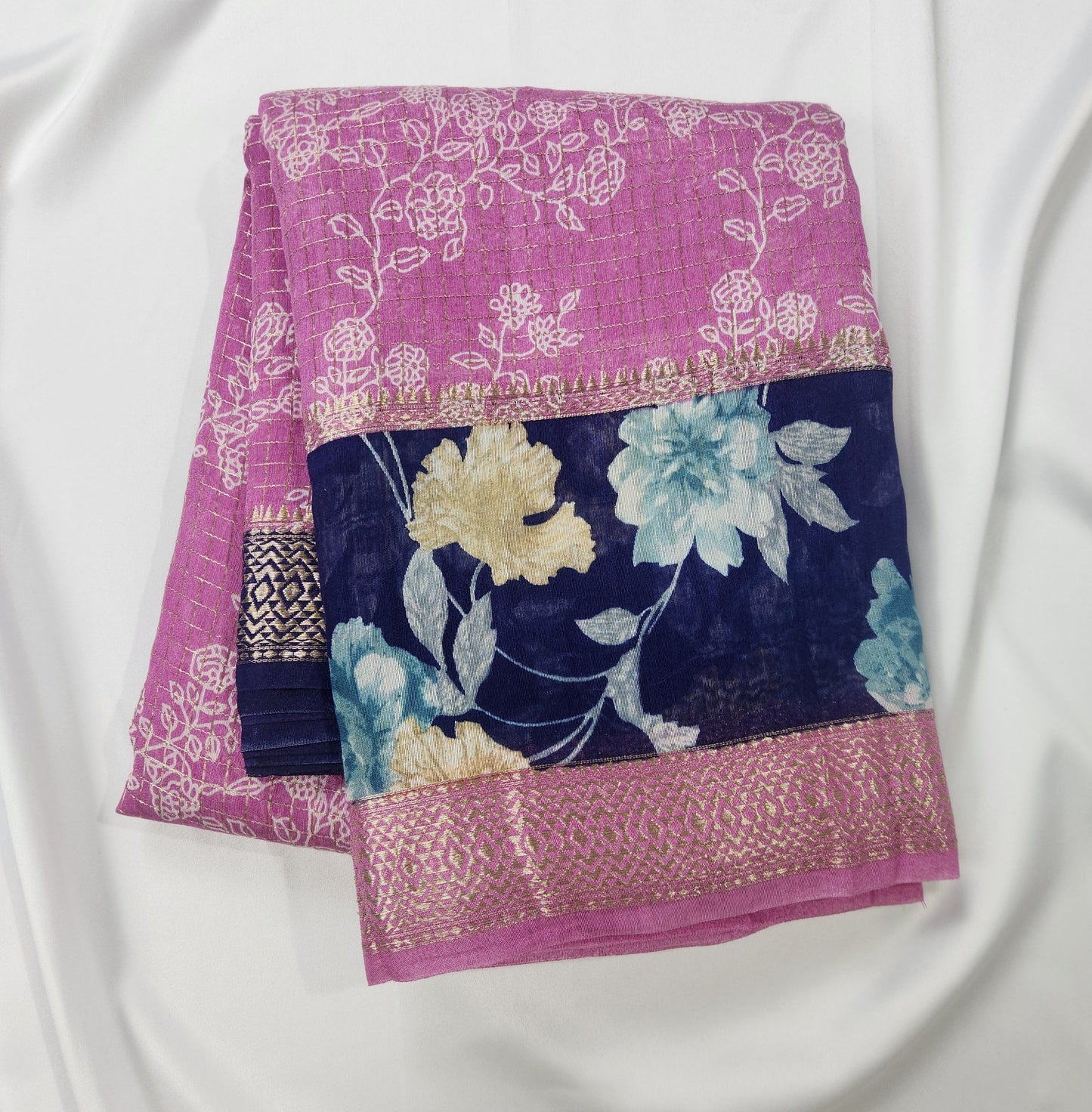 Midnight Bloom - Printed Saree