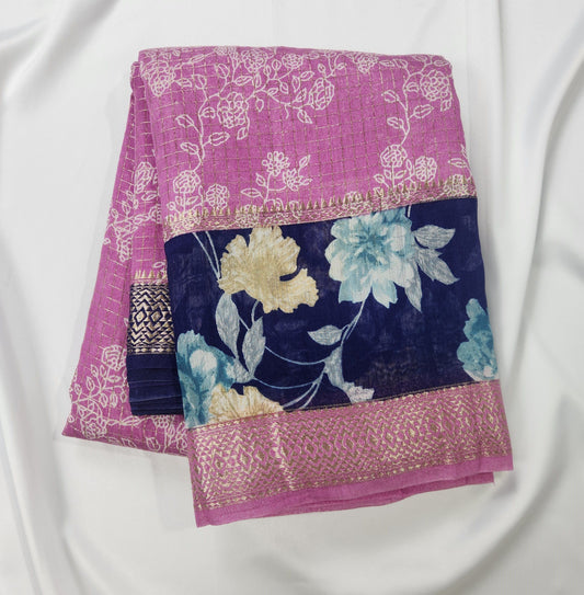 Midnight Bloom - Printed Saree