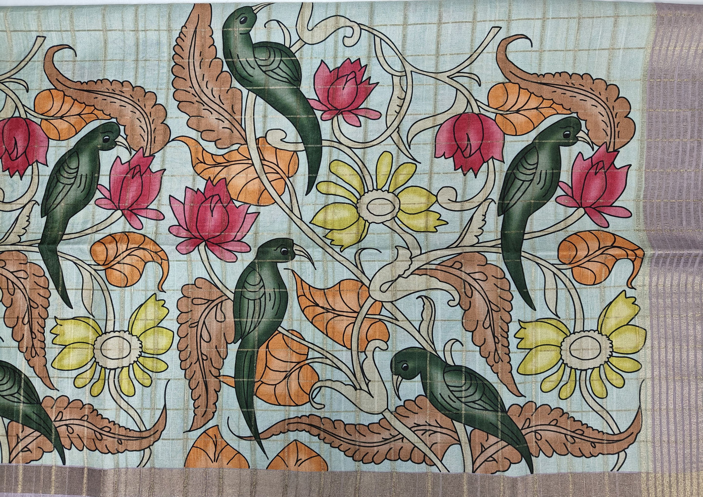 Whispers of nature - Raw Silk Kalamkari print saree