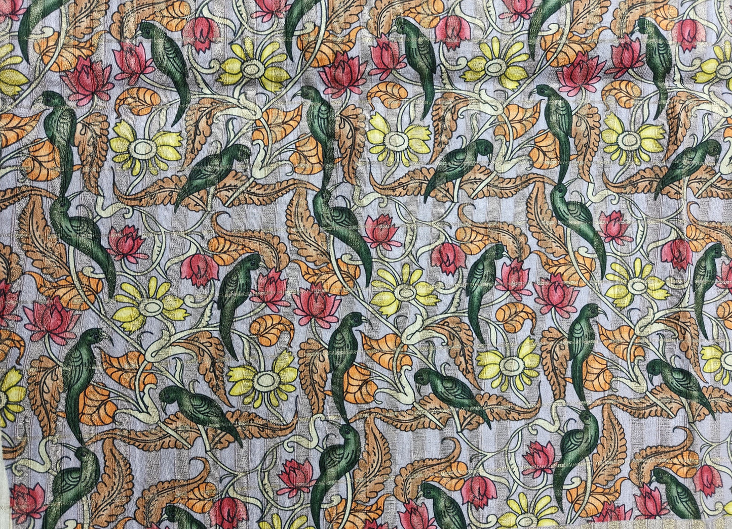 Whispers of nature - Raw Silk Kalamkari print saree