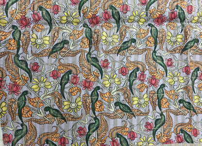 Whispers of nature - Raw Silk Kalamkari print saree