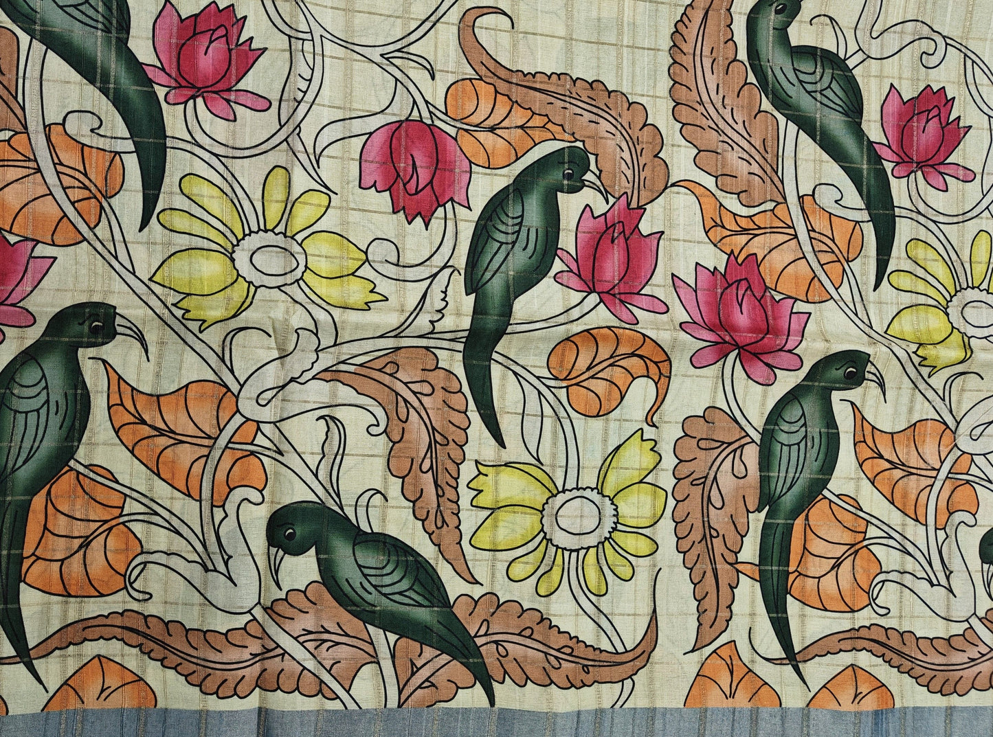 Whispers of nature - Raw Silk Kalamkari print saree