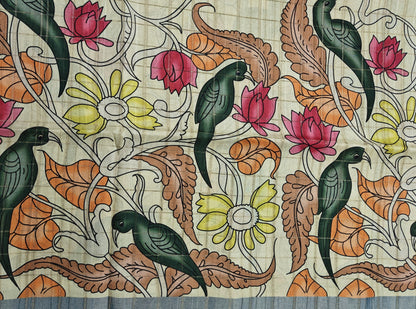 Whispers of nature - Raw Silk Kalamkari print saree