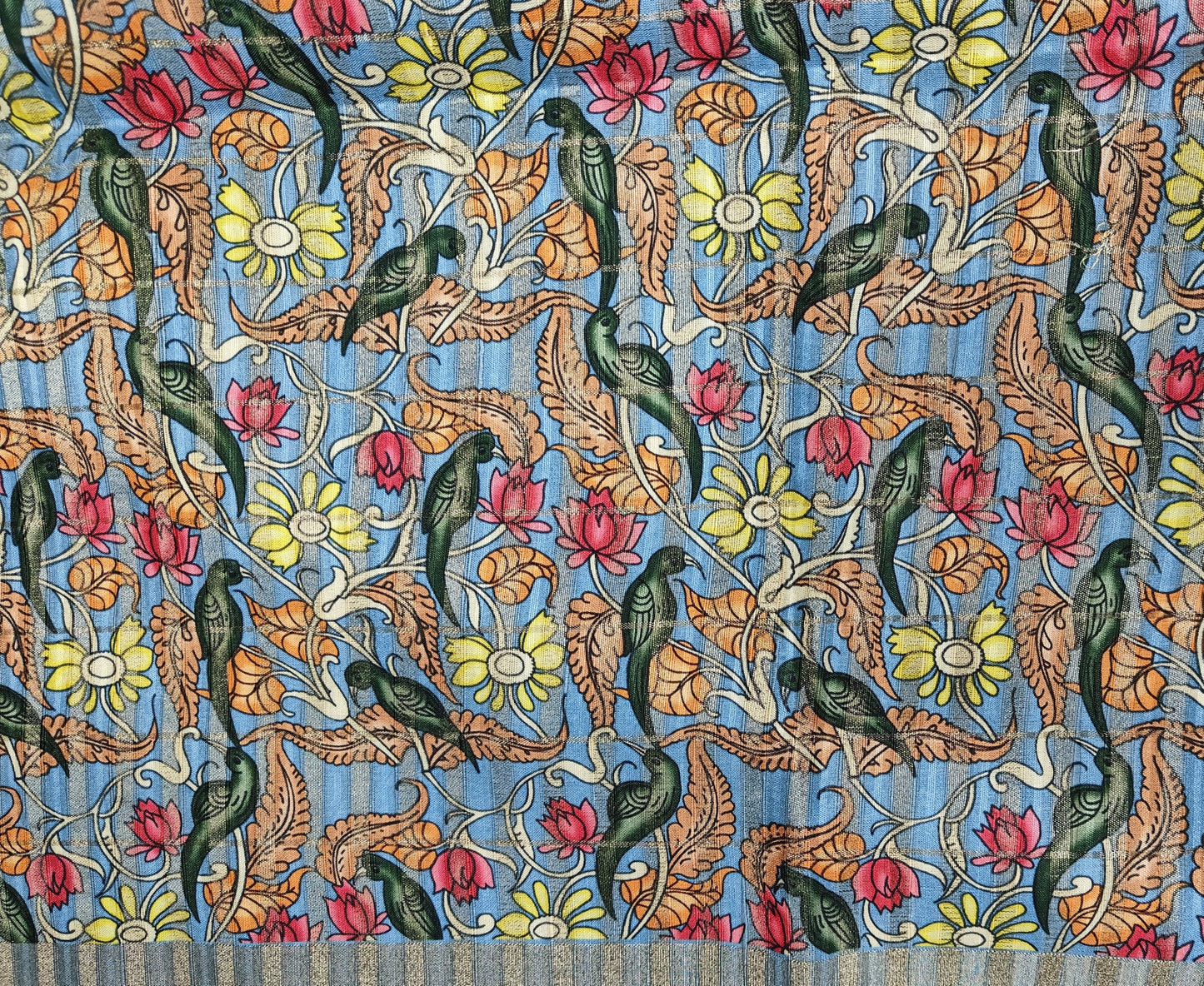 Whispers of nature - Raw Silk Kalamkari print saree