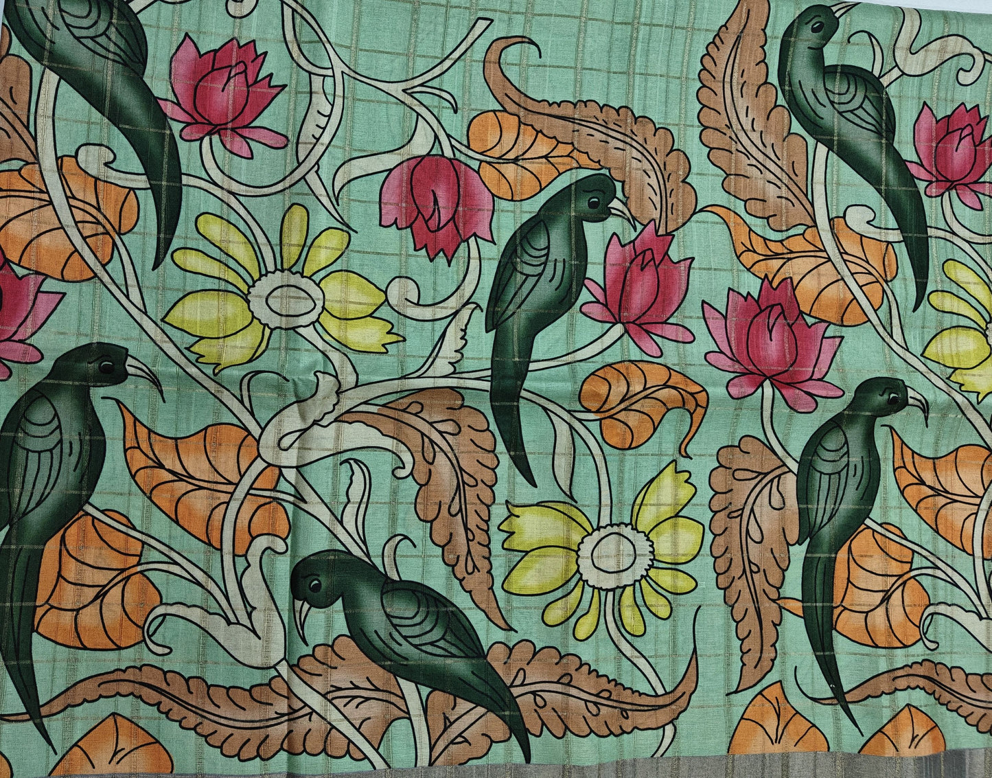 Whispers of nature - Raw Silk Kalamkari print saree