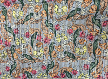 Whispers of nature - Raw Silk Kalamkari print saree