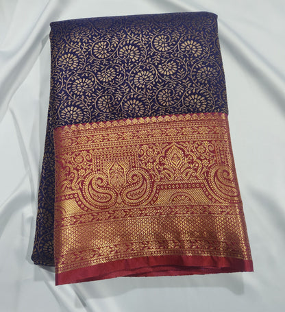 Regal Bloom - Kancheevaram semi-silk saree
